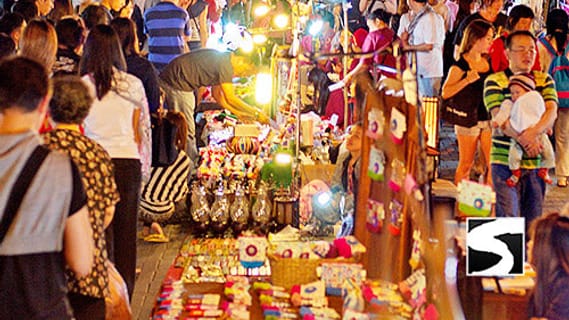 Evening market on the Walking Street in Fisherman's Village, Bophut